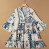 White Printed Tribal Print Bracelet Sleeve Buttoned Mini Dress - Image 5