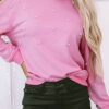 Bonbon Pearl Detail Ribbed Crew Neck Sweatshirt - Image 10