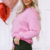Bonbon Pearl Detail Ribbed Crew Neck Sweatshirt - Image 6
