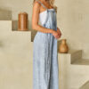 Beau Blue Light Wash Frayed Exposed Seam Wide Leg Denim Overall - Image 3
