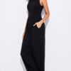 Black Cinched Waist Sleeveless Wide Leg Jumpsuit - Image 2