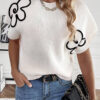 White Flower Embroidery Sweater Tee - Image 6