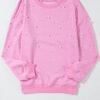 Bonbon Pearl Detail Ribbed Crew Neck Sweatshirt - Image 11