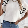 White Flower Embroidery Sweater Tee - Image 7