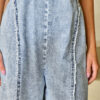 Beau Blue Light Wash Frayed Exposed Seam Wide Leg Denim Overall - Image 6