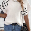 White Flower Embroidery Sweater Tee - Image 4