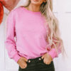 Bonbon Pearl Detail Ribbed Crew Neck Sweatshirt - Image 8