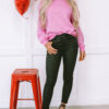 Bonbon Pearl Detail Ribbed Crew Neck Sweatshirt - Image 9