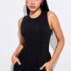 Black Cinched Waist Sleeveless Wide Leg Jumpsuit - Image 6