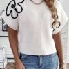 White Flower Embroidery Sweater Tee - Image 3