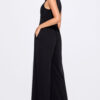 Black Cinched Waist Sleeveless Wide Leg Jumpsuit - Image 3