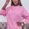 Bonbon Pearl Detail Ribbed Crew Neck Sweatshirt - Image 2