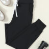 Black Drawstring Waist Pocketed Joggers - Image 3