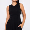 Black Cinched Waist Sleeveless Wide Leg Jumpsuit - Image 5