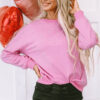 Bonbon Pearl Detail Ribbed Crew Neck Sweatshirt - Image 7