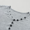 Gray Floral Lantern Sleeve Patchwork Buttoned V Neck Top - Image 14