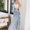 Beau Blue Light Wash Frayed Exposed Seam Wide Leg Denim Overall - Image 12