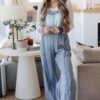 Beau Blue Light Wash Frayed Exposed Seam Wide Leg Denim Overall - Image 11