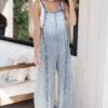 Beau Blue Light Wash Frayed Exposed Seam Wide Leg Denim Overall - Image 10