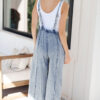 Beau Blue Light Wash Frayed Exposed Seam Wide Leg Denim Overall - Image 8