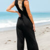 Black Cinched Waist Sleeveless Wide Leg Jumpsuit - Image 11