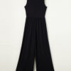 Black Cinched Waist Sleeveless Wide Leg Jumpsuit - Image 19