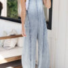 Beau Blue Light Wash Frayed Exposed Seam Wide Leg Denim Overall - Image 7