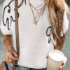 White Flower Embroidery Sweater Tee - Image 8