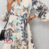White Printed Tribal Print Bracelet Sleeve Buttoned Mini Dress - Image 14