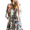 White Printed Tribal Print Bracelet Sleeve Buttoned Mini Dress - Image 21