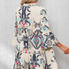 White Printed Tribal Print Bracelet Sleeve Buttoned Mini Dress - Image 15